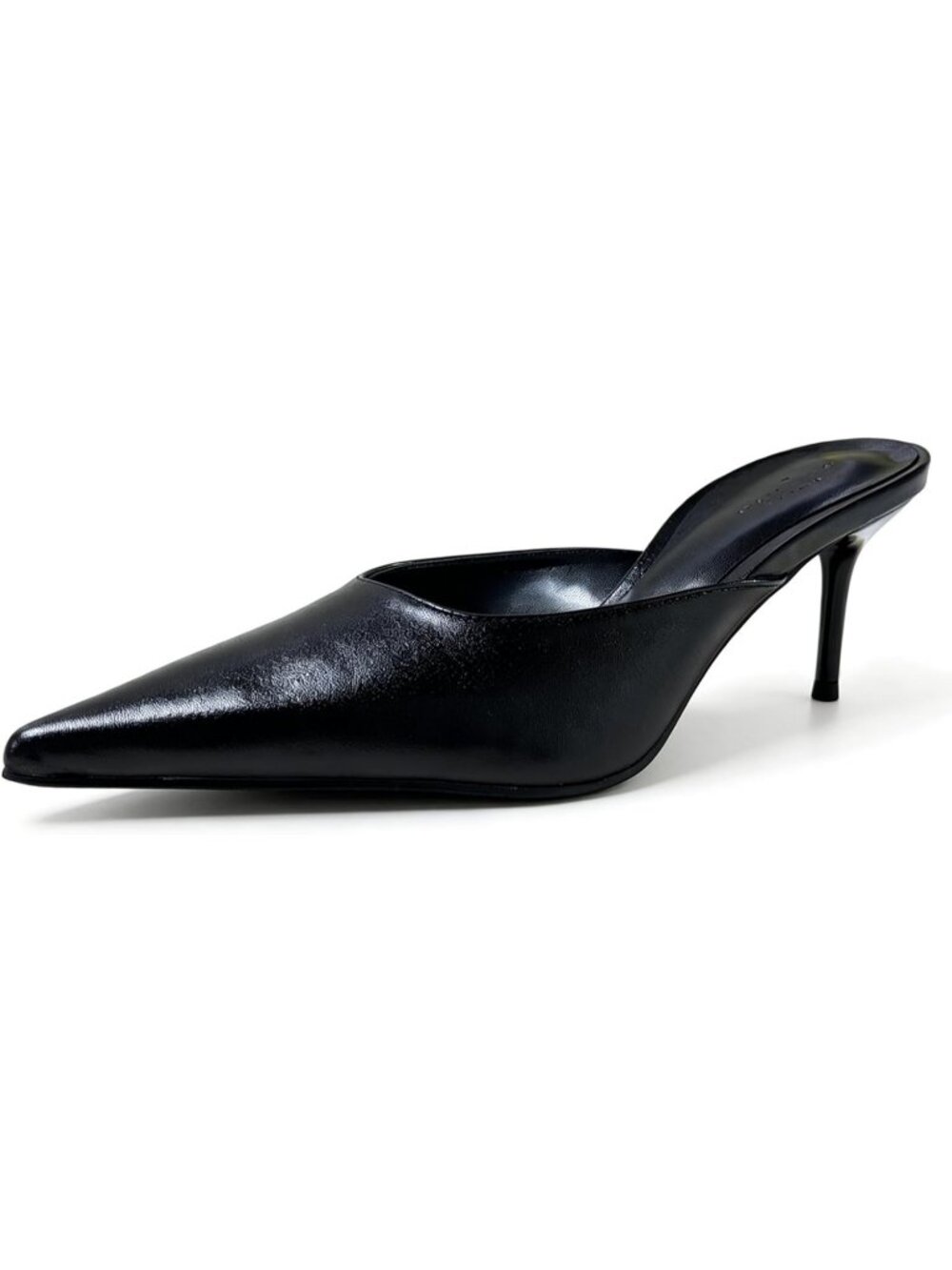 Women's Black Faux Leather Stiletto Closed Toe Heel Sandals Fashion Heeled